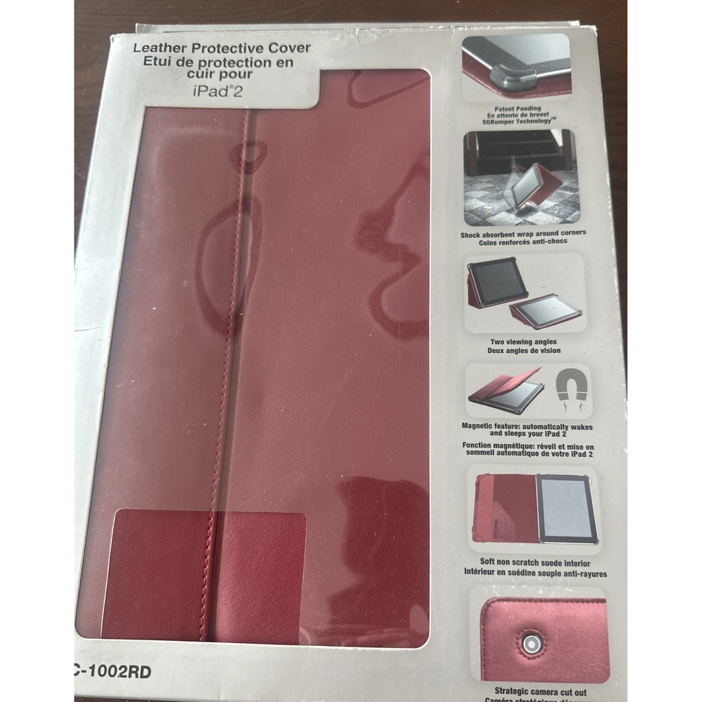 Cyber Acoustic iPad 2‎ RED Leather Protective Cover IC-1002RD NOS